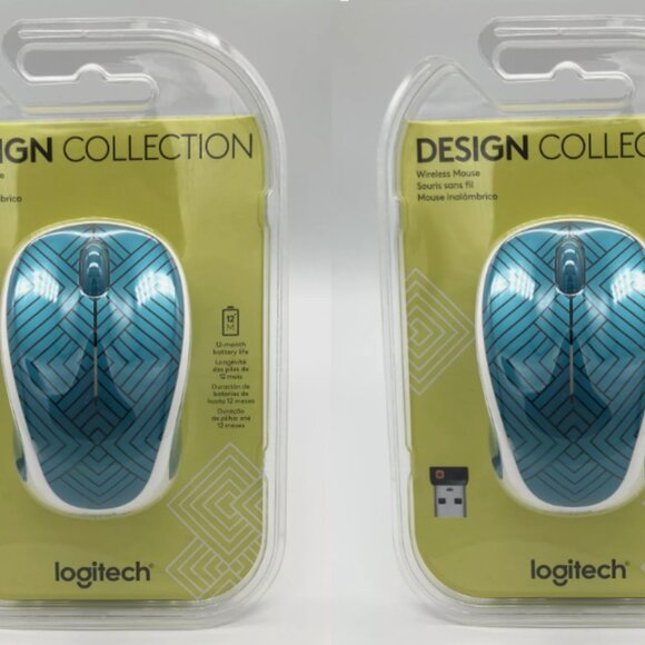 New color-Teal Maze Logitech Design Collection Optical Wireless Mouse, 2 units - Picture 1 of 3